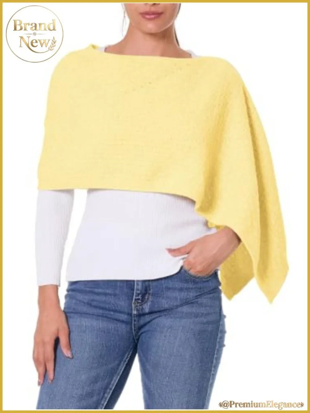 Knitted Shawl Wrap Poncho Cape Soft Acrylic Nylon Blend One Size
